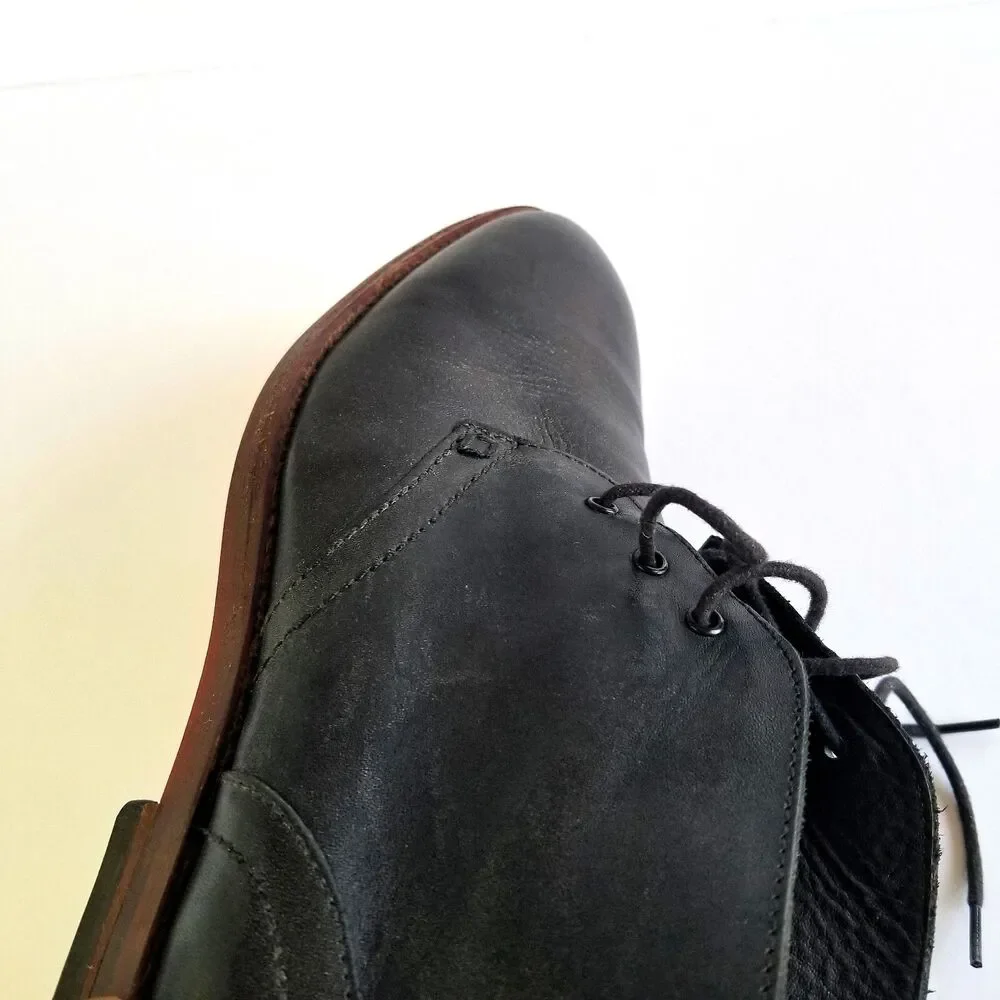 H BY HUDSON Men's Houghton II Leather Chukka Boots Black Sz 41 Lace Up